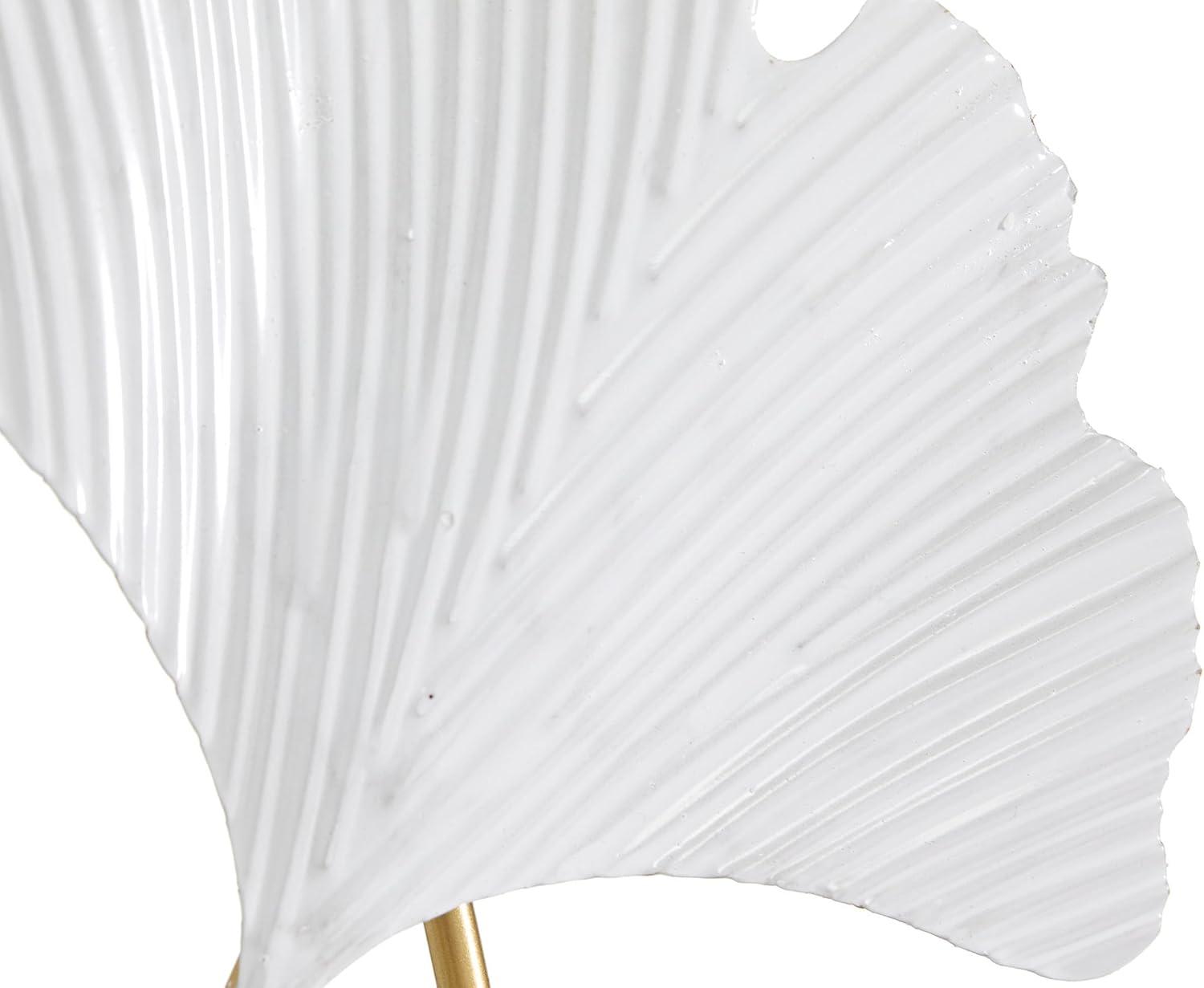 14" x 24" White Metal Leaf Sculpture, by DecMode