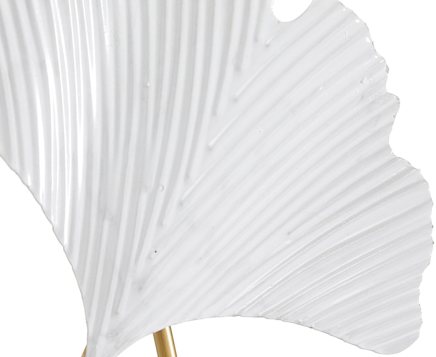 14" x 24" White Metal Leaf Sculpture, by DecMode