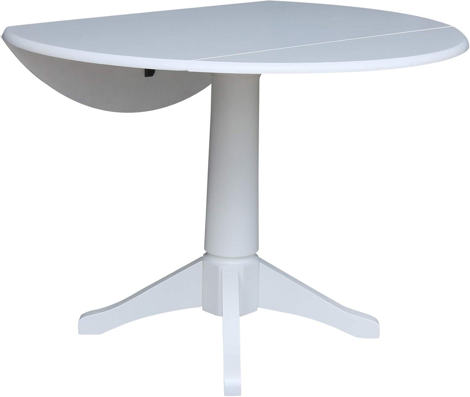 42" Nina Round Top Dual Drop Leaf Pedestal Table White - International Concepts