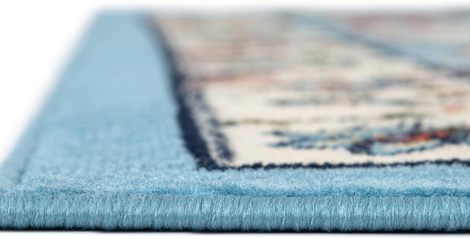 Unique Loom Cape Cod Espahan Rug Blue/Black 5' 3" x 8' Rectangle Floral Traditional Perfect For Living Room Bed Room Dining Room Office