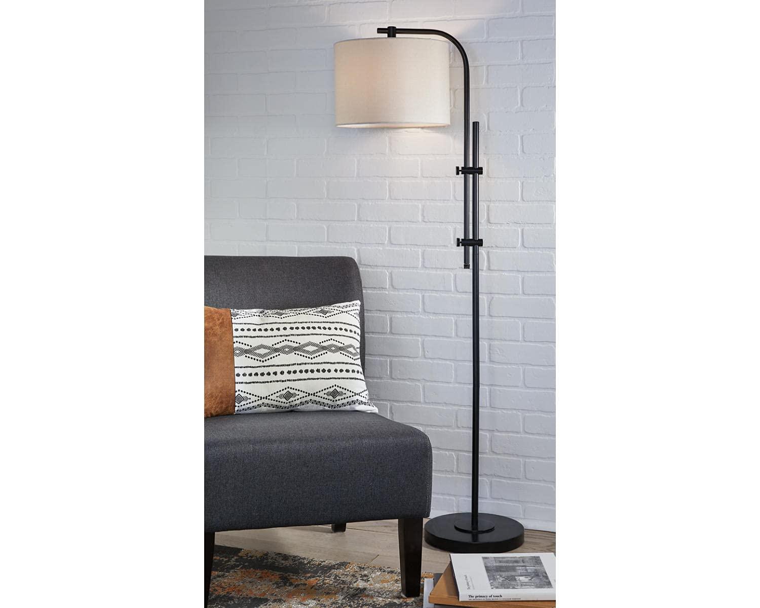 Baronvale Metal Floor Lamp Brass - Signature Design by Ashley: Adjustable Arm, UL Listed, 100W, Modern Style