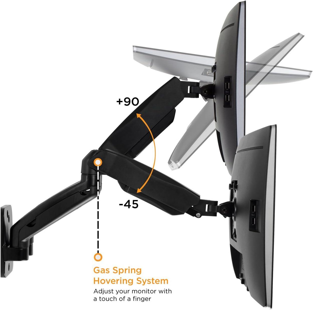 Mount-It! Full Motion Dual Arm Monitor Wall Mount, Works with Monitors from 13" to 27" Weighing Up to 14.3 lbs.