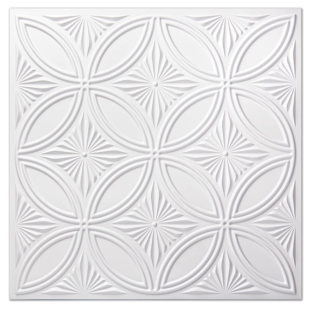 White 24x24 PVC 3D Decorative Ceiling Tiles, 12-Pack