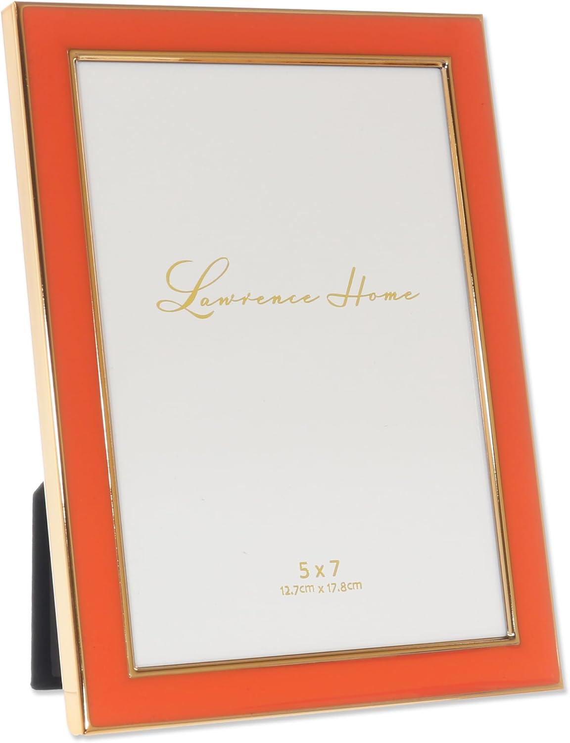 Gold and Orange Enamel 5x7 Tabletop Picture Frame