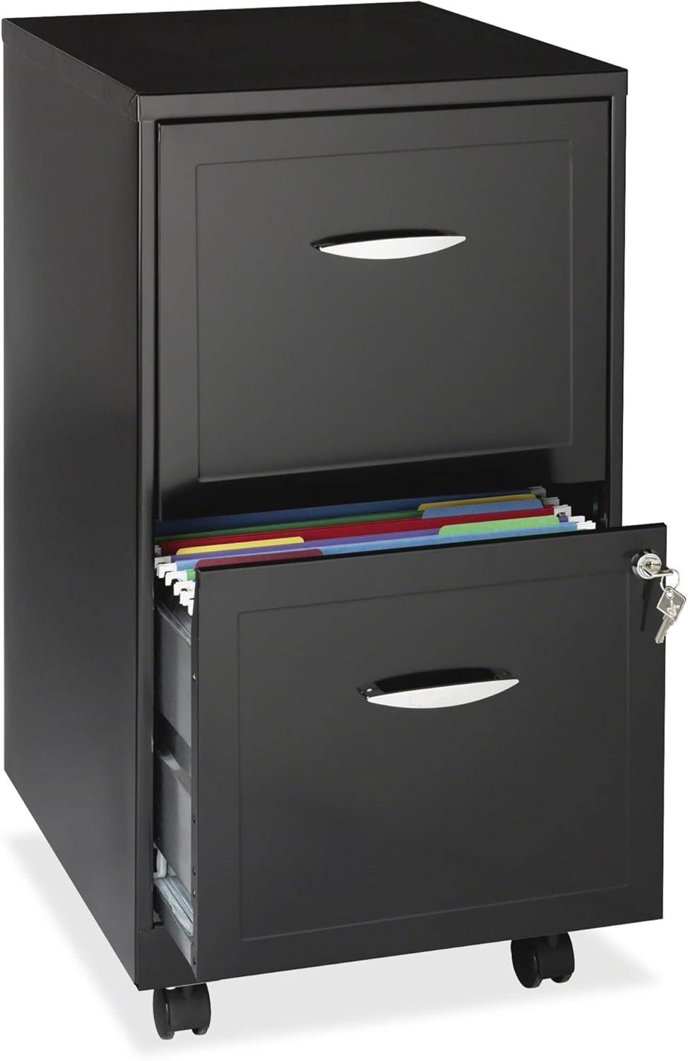 Black 18-Inch Metal 2-Drawer Mobile Vertical File Cabinet