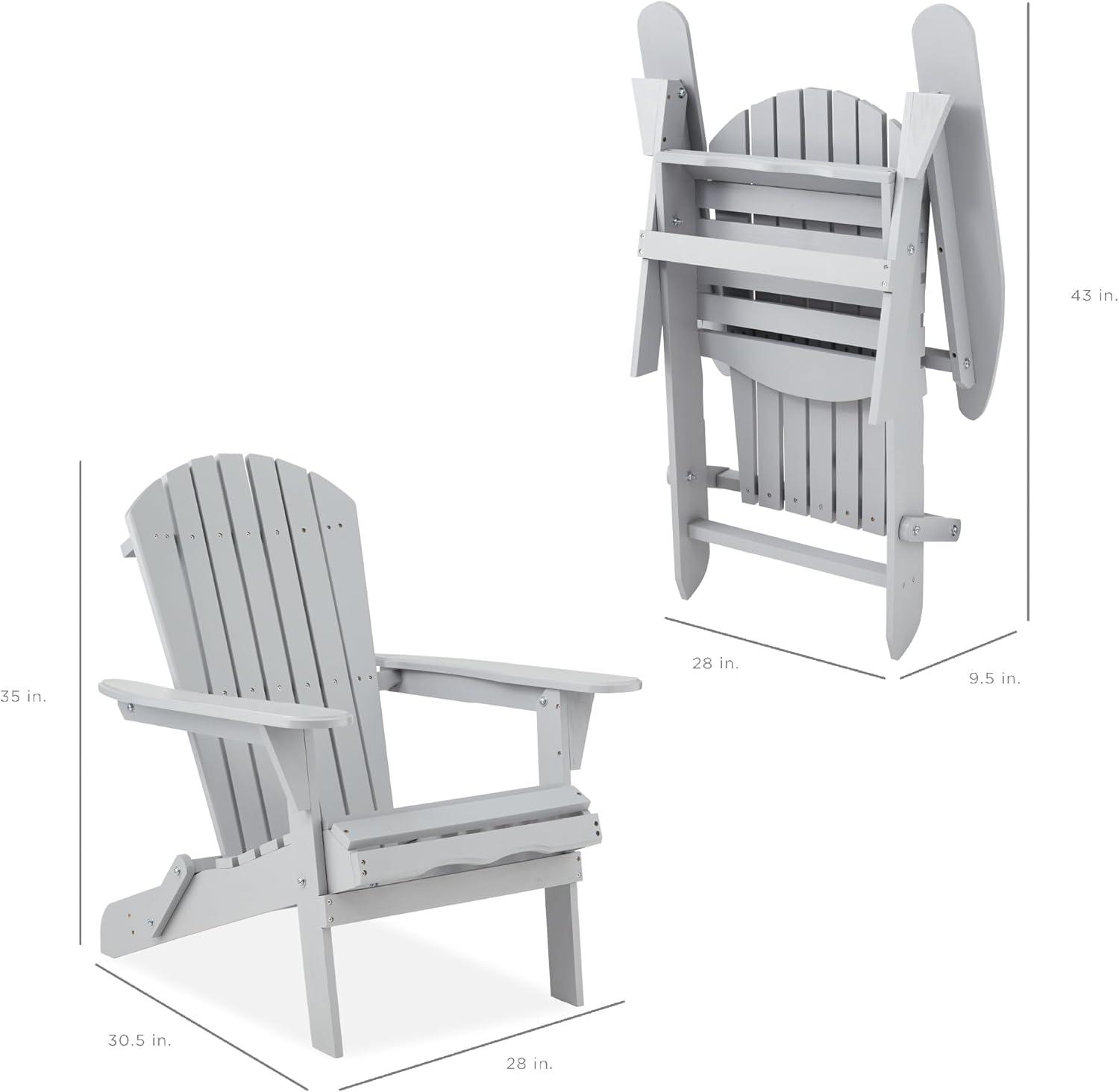 Gray Hemlock Wood Folding Adirondack Chair with Arms