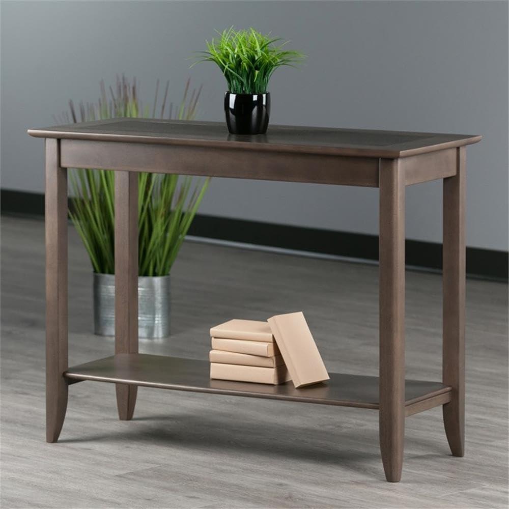 Santino Console Hall Table Oyster Gray - Winsome: Entryway Furniture with Shelf, Wood Veneer Sofa Table