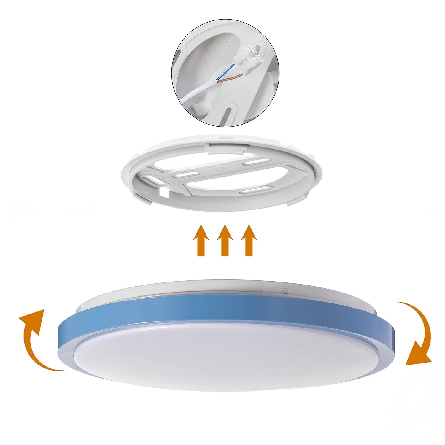 LED Ceiling Light Fixture Flush Mount Lighting, 6500K 30,000 Hour Lifetime 15 in. Blue 36W