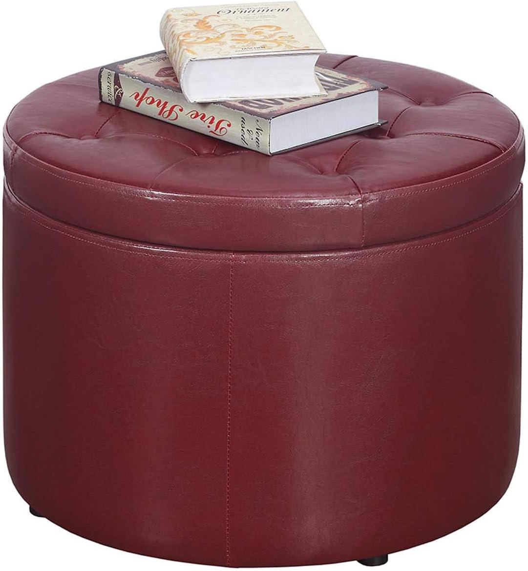 Convenience Concepts Designs4Comfort Round Shoe Ottoman, Burgandy