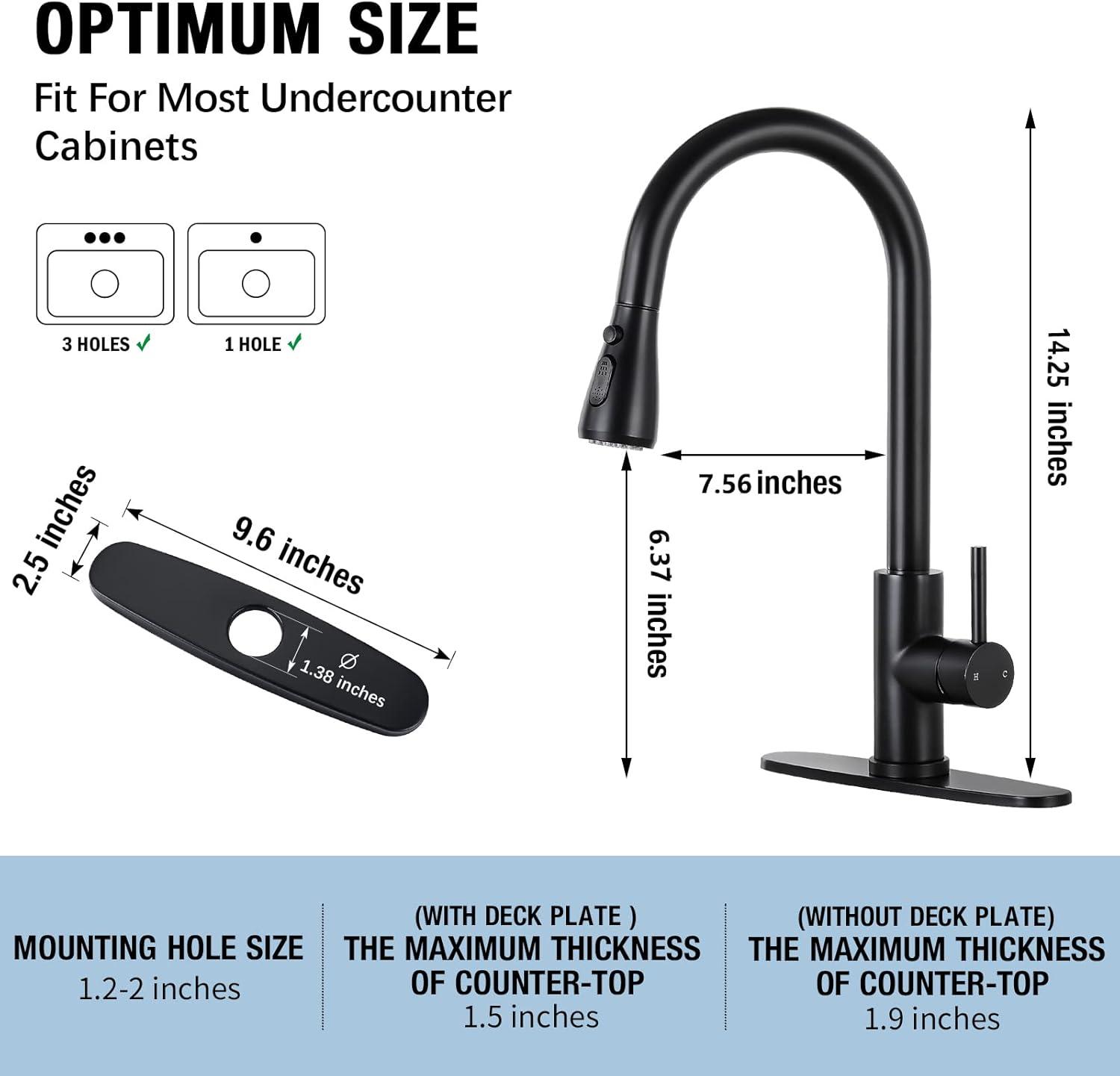 Matte Black Stainless Steel Pull-Down Kitchen Faucet