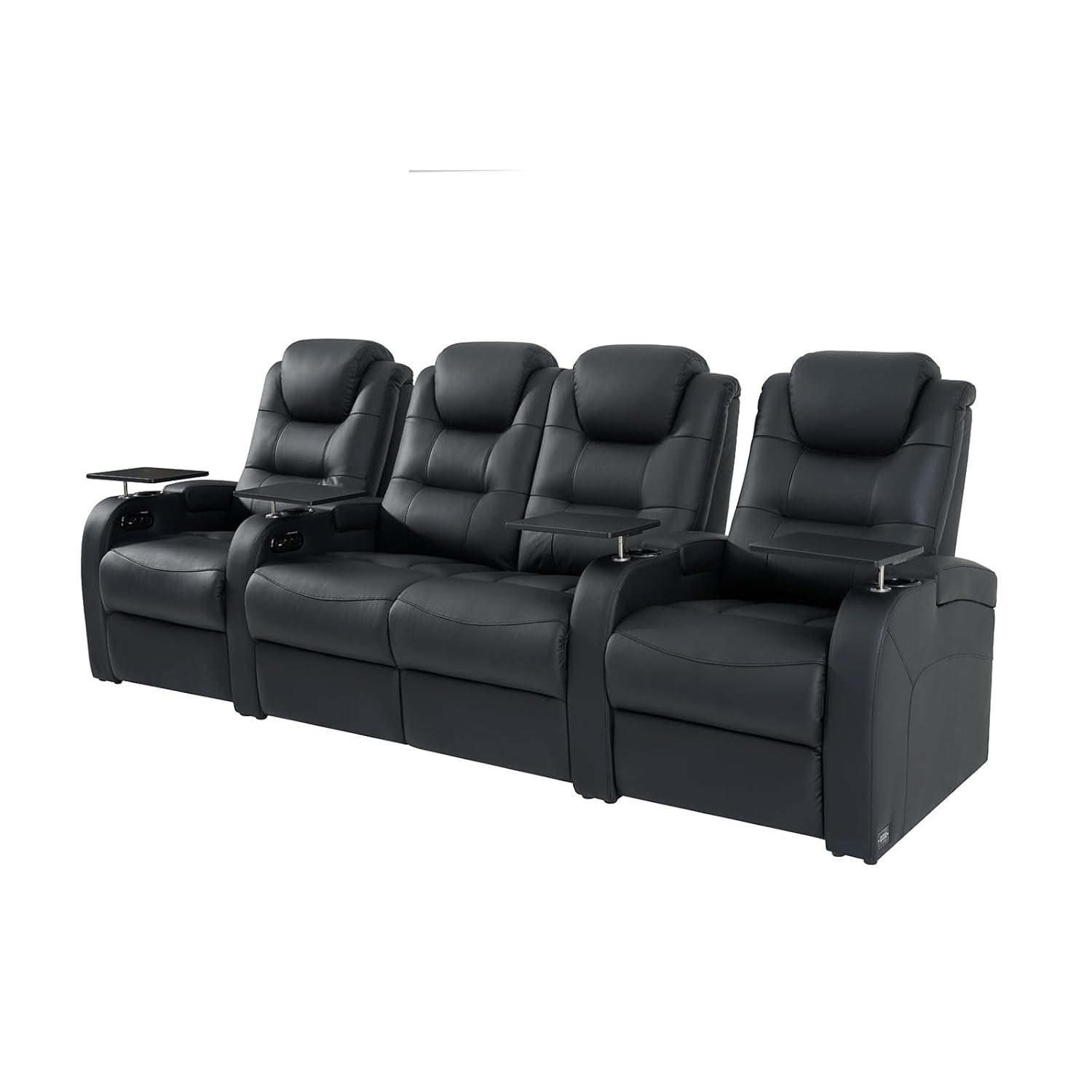 Orren Ellis Leather Home Theater Seating Dual Power Movie Theater Chairs Theater Recliner Sofa