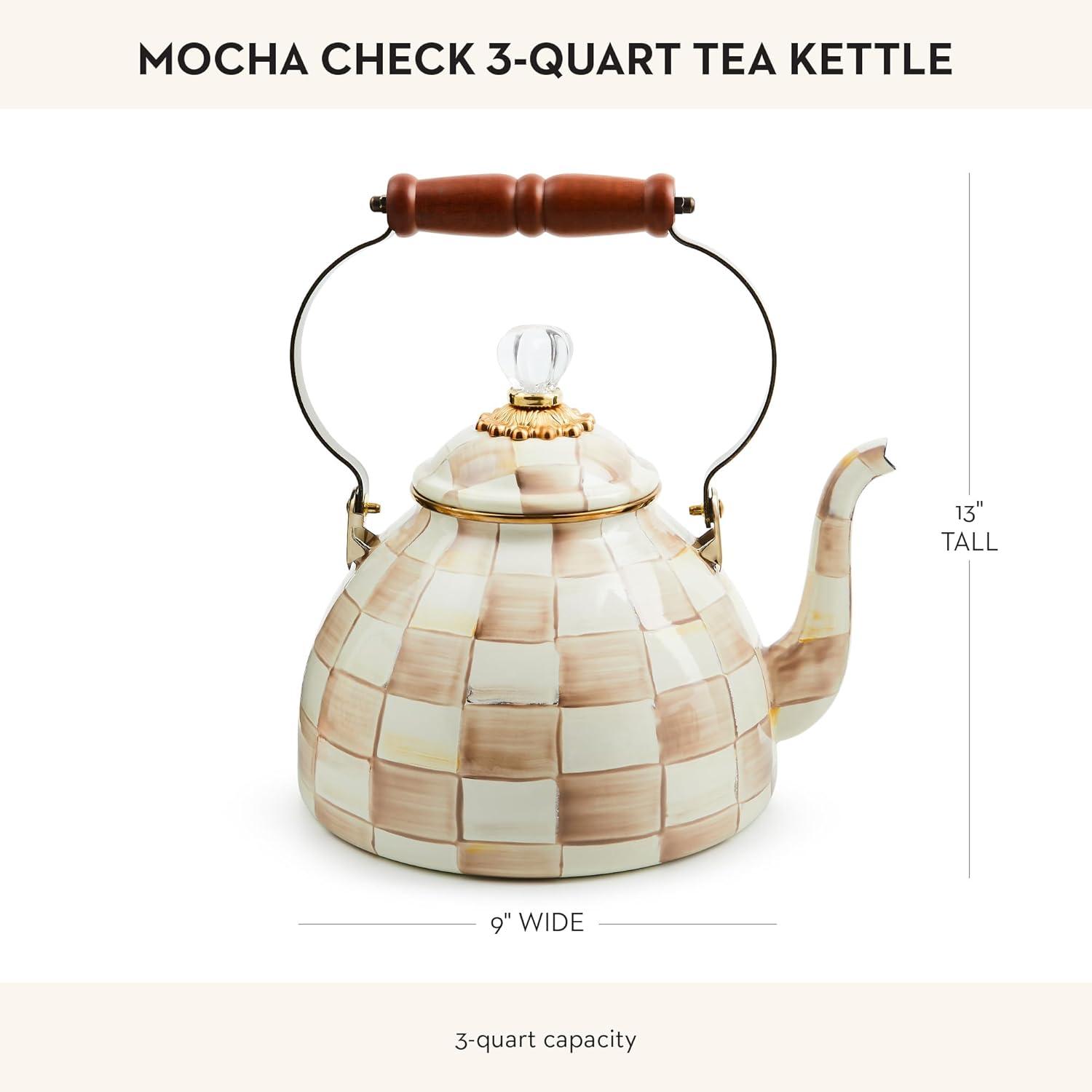 Mocha Check 3 Quart Tea Kettle