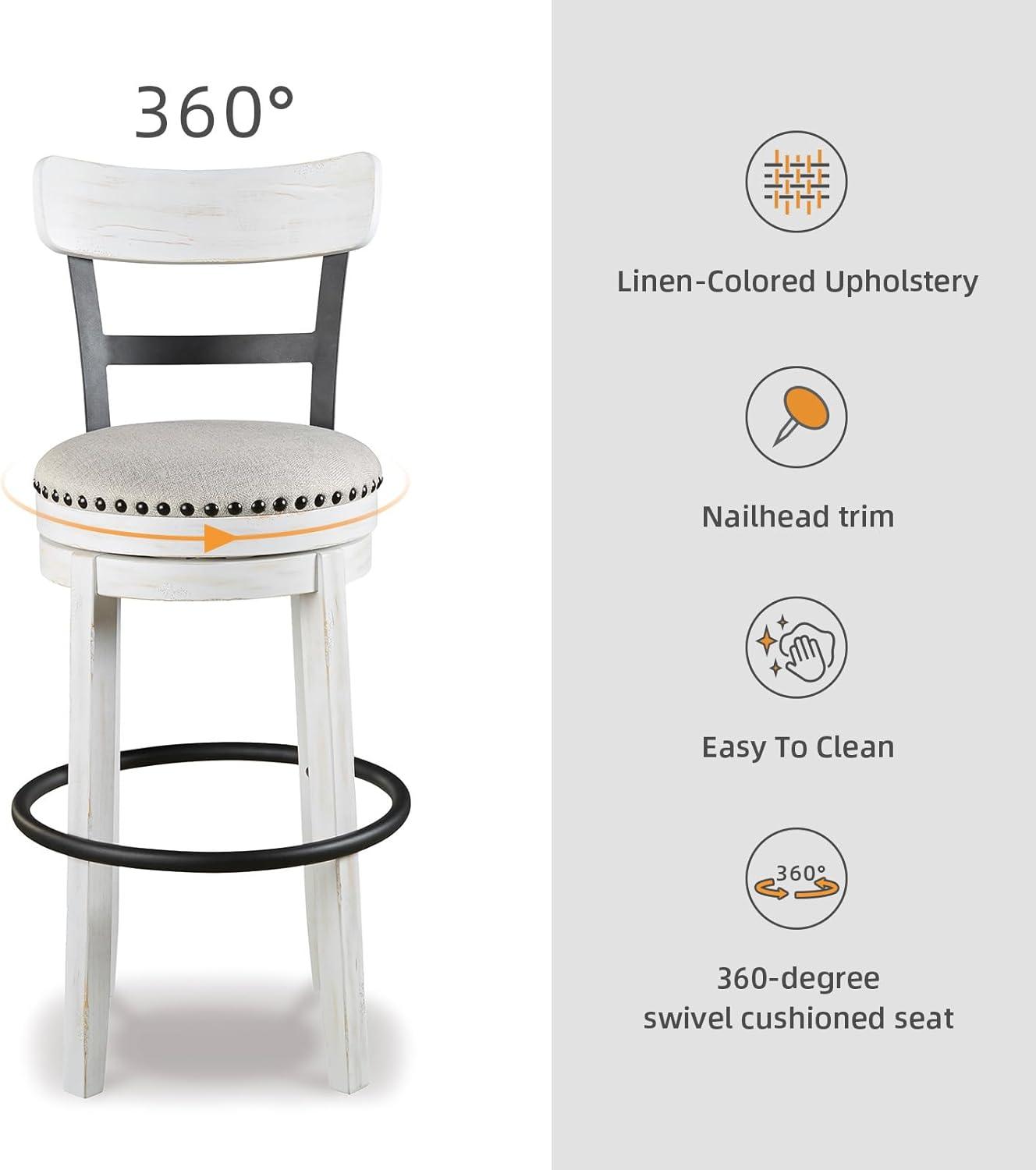 Gracie Oaks Design by Ashley Valebeck Modern Swivel Counter Height Barstool, Whitewash
