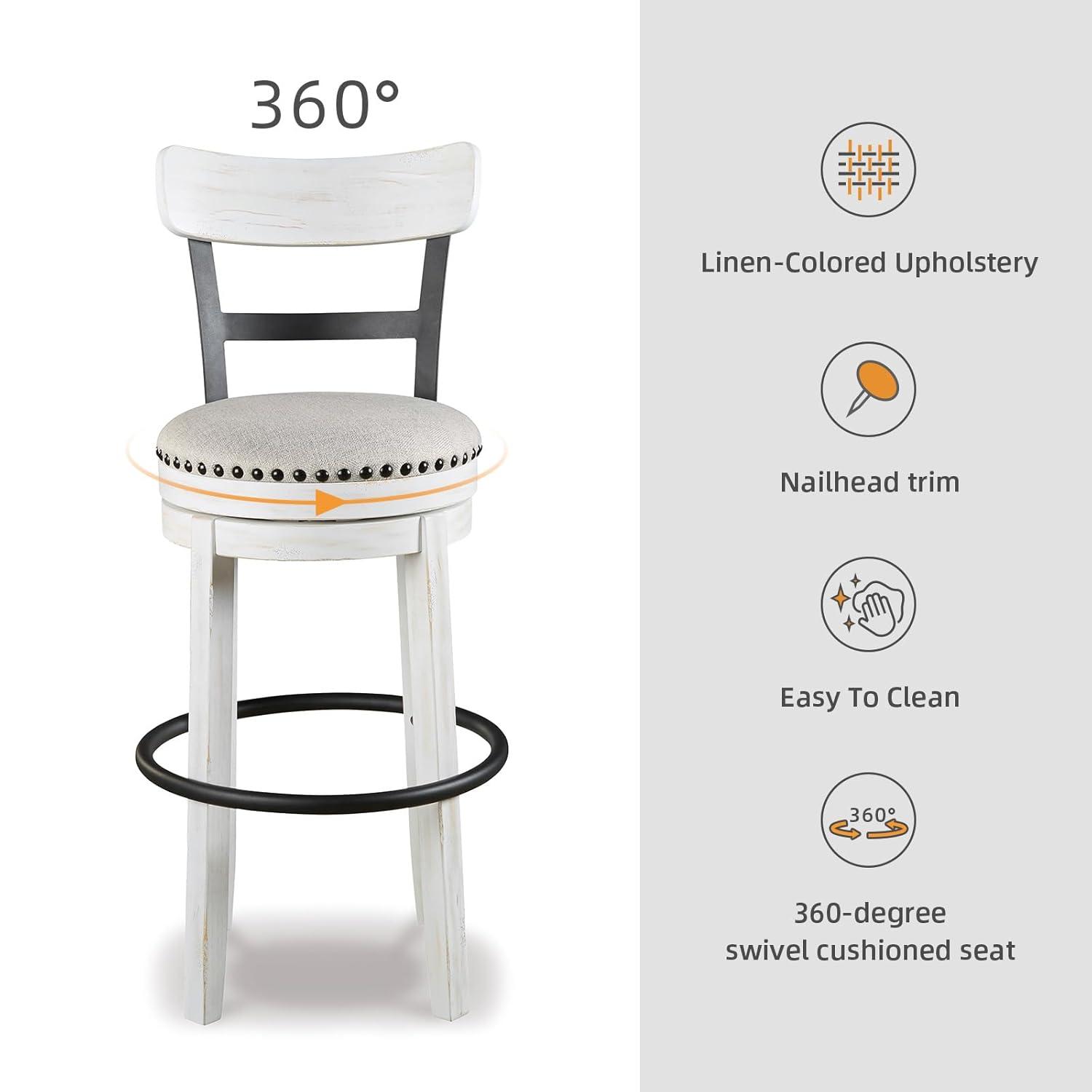 Gracie Oaks Design by Ashley Valebeck Modern Swivel Counter Height Barstool, Whitewash
