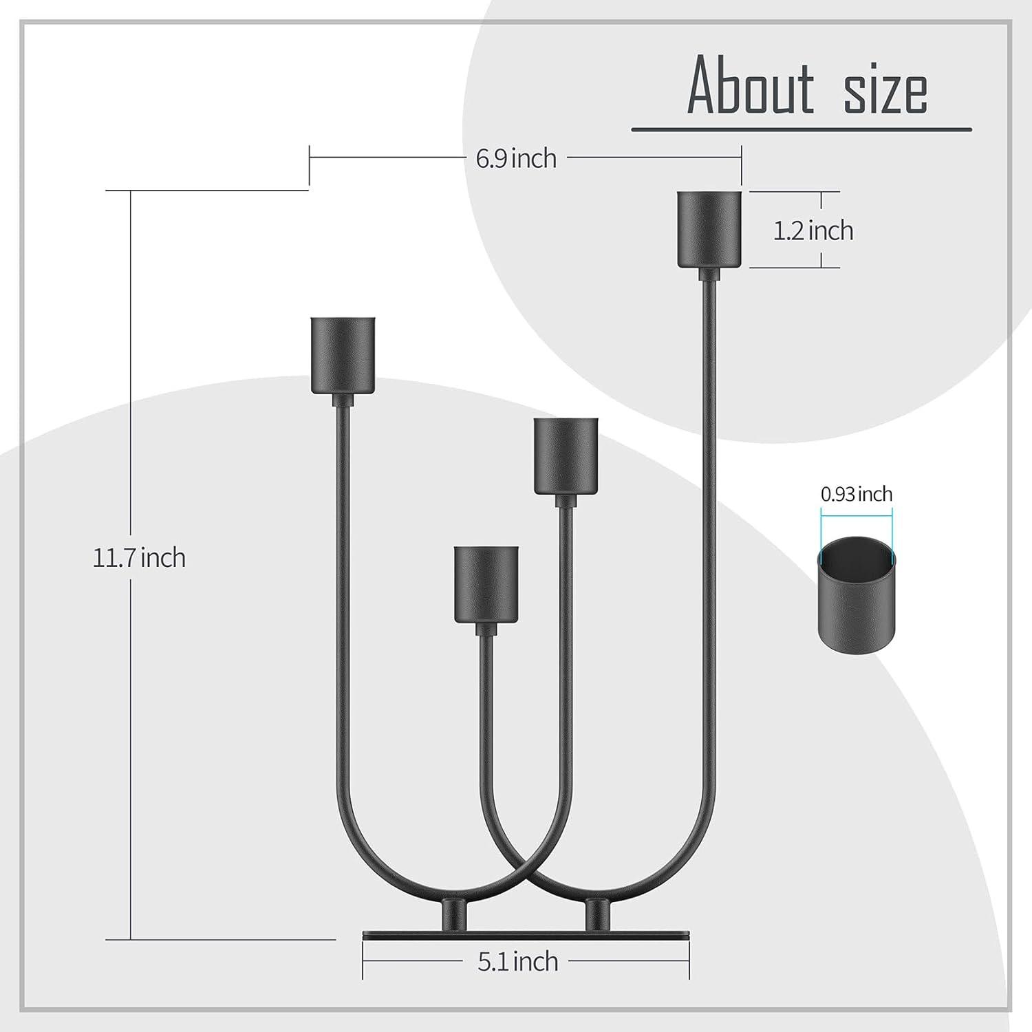 Brayden Studio® Candelabra Fireplace Black Vintage Metal Candle Stick Holders For Taper Candles Set Of 4 With Iron-0.8" Diameter Candlestick Ideal For Table Centerpiece