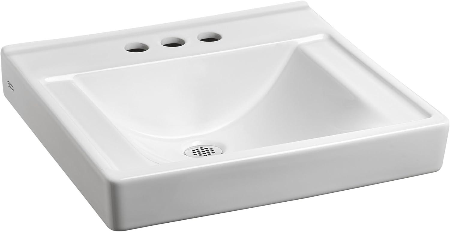 Decorum White Ceramic Wall-Mount Rectangular Bathroom Sink