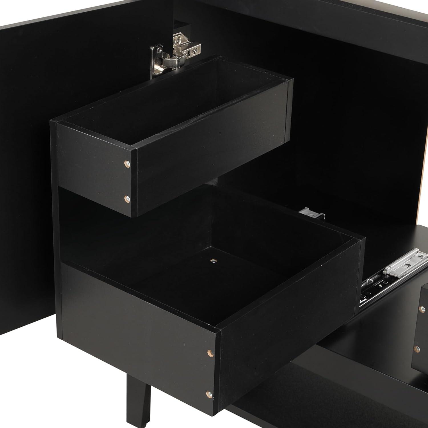 Modern Black 36" Freestanding Bathroom Vanity with Ceramic Sink