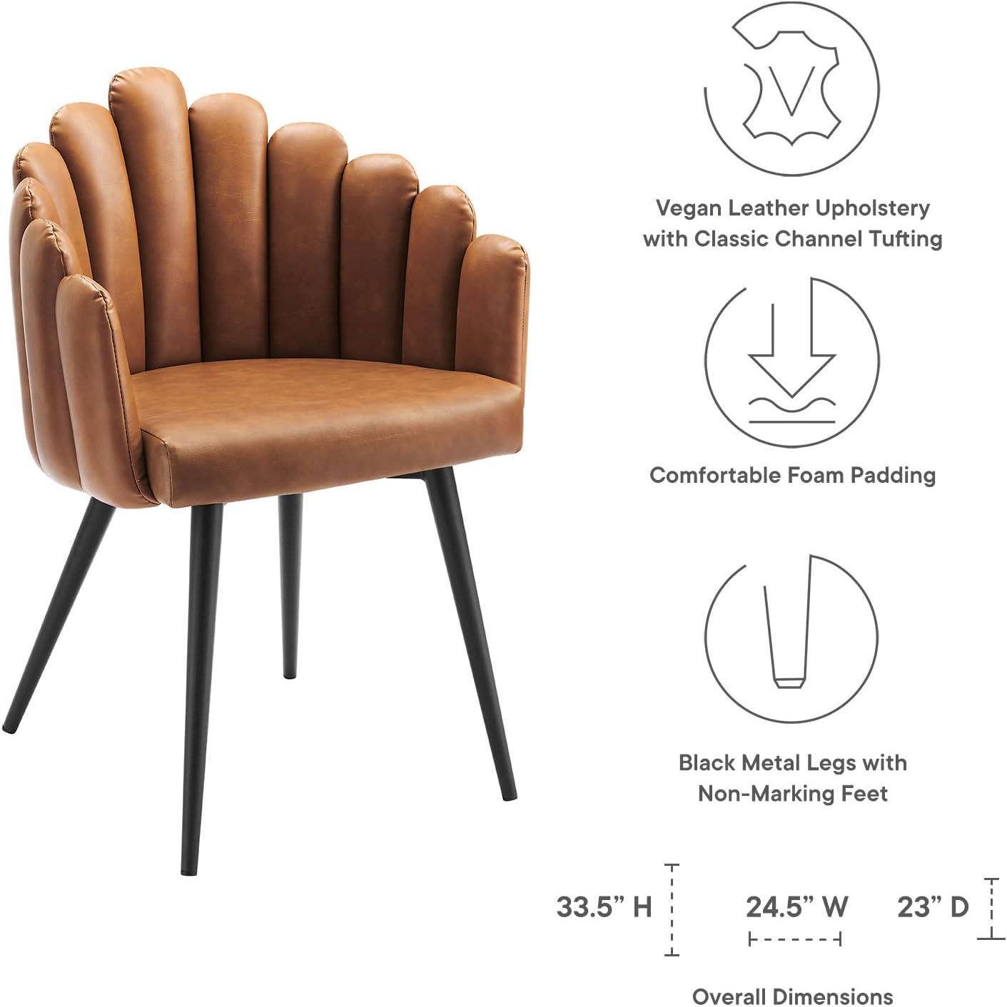 Modway Vanguard 19.5" Scalloped Back Velvet Dining Chair in Black/Charcoal