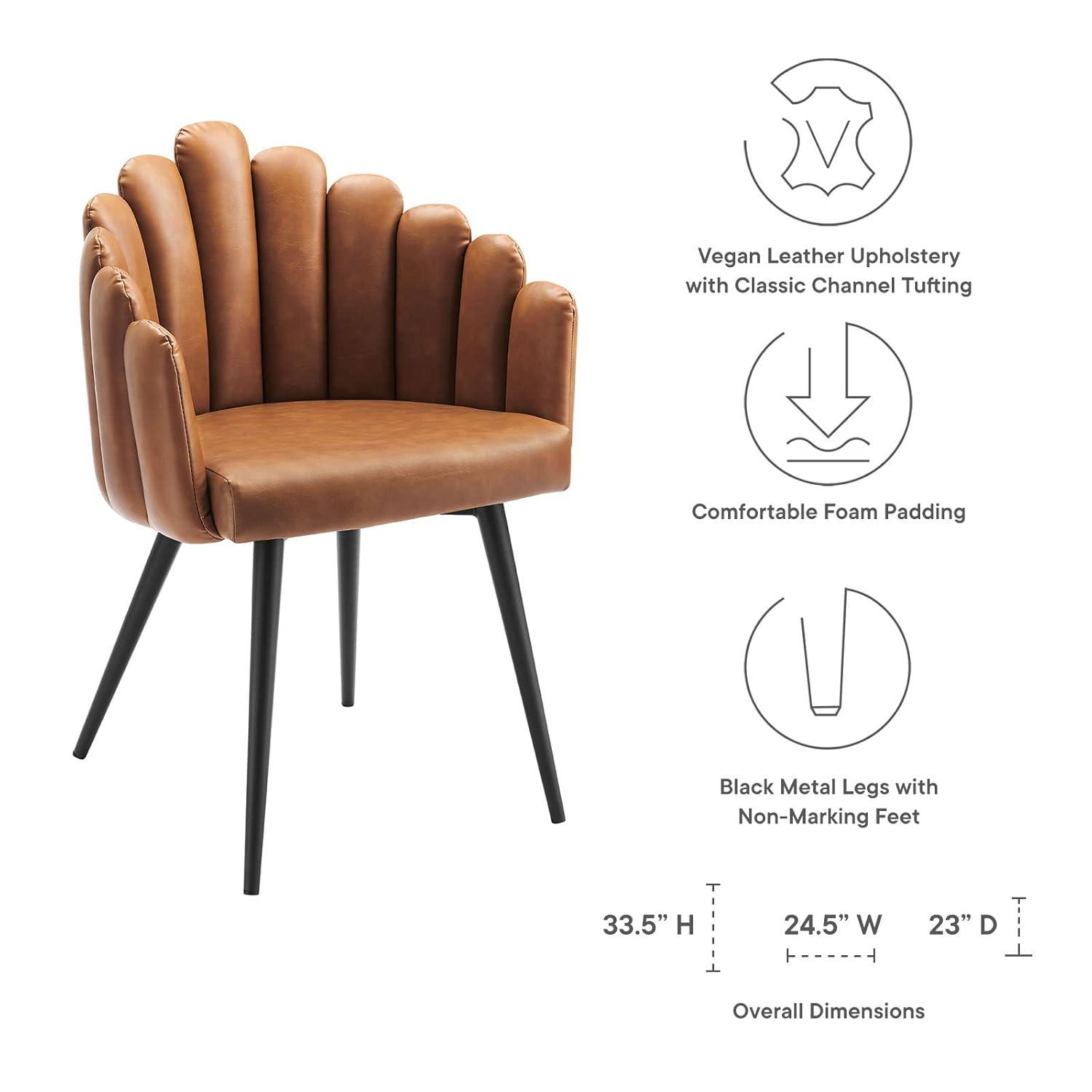 Modway Vanguard 19.5" Scalloped Back Velvet Dining Chair in Black/Charcoal