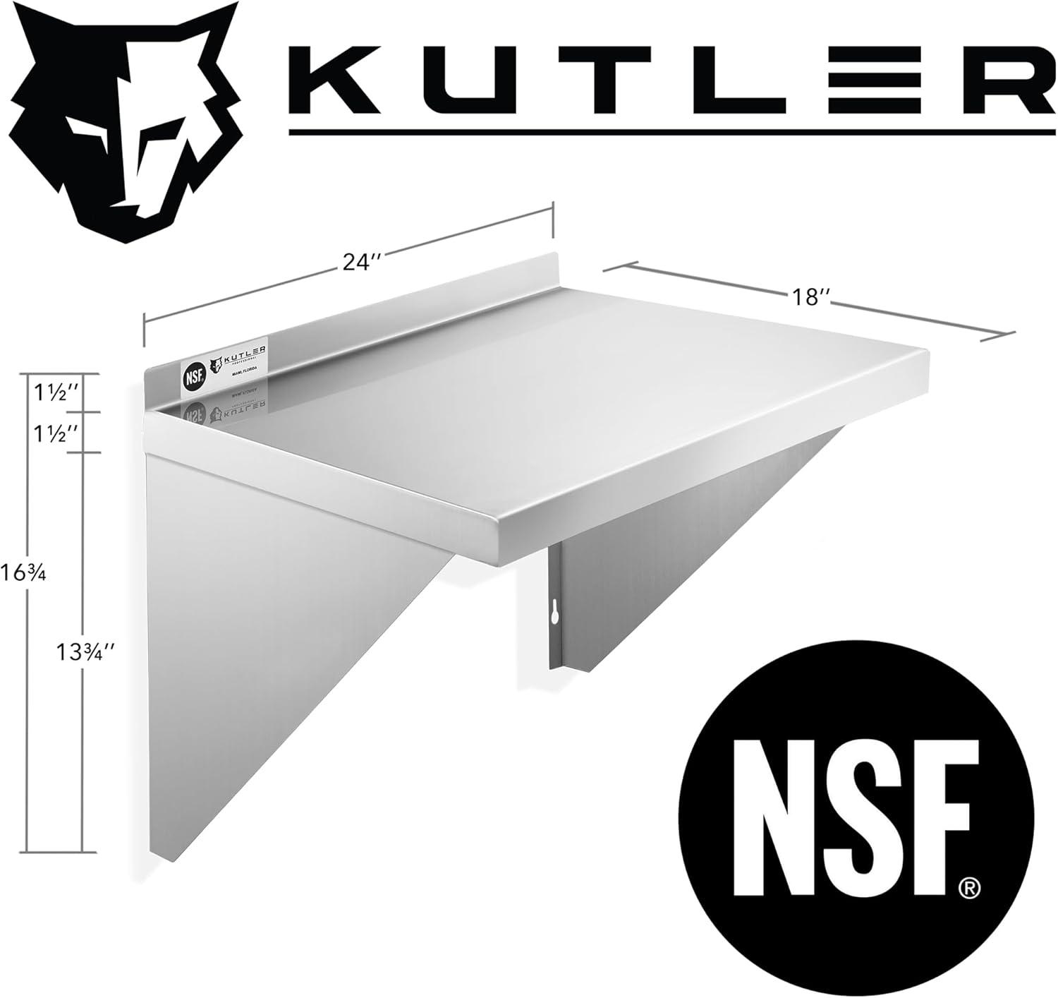 KUTLER Stainless Steel Shelf - NSF Commercial Wall Shelving