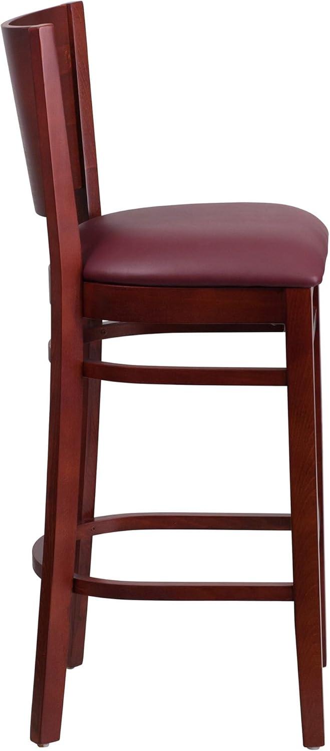 Flash Furniture Lacey Series Solid Back Walnut Wood Restaurant Barstool