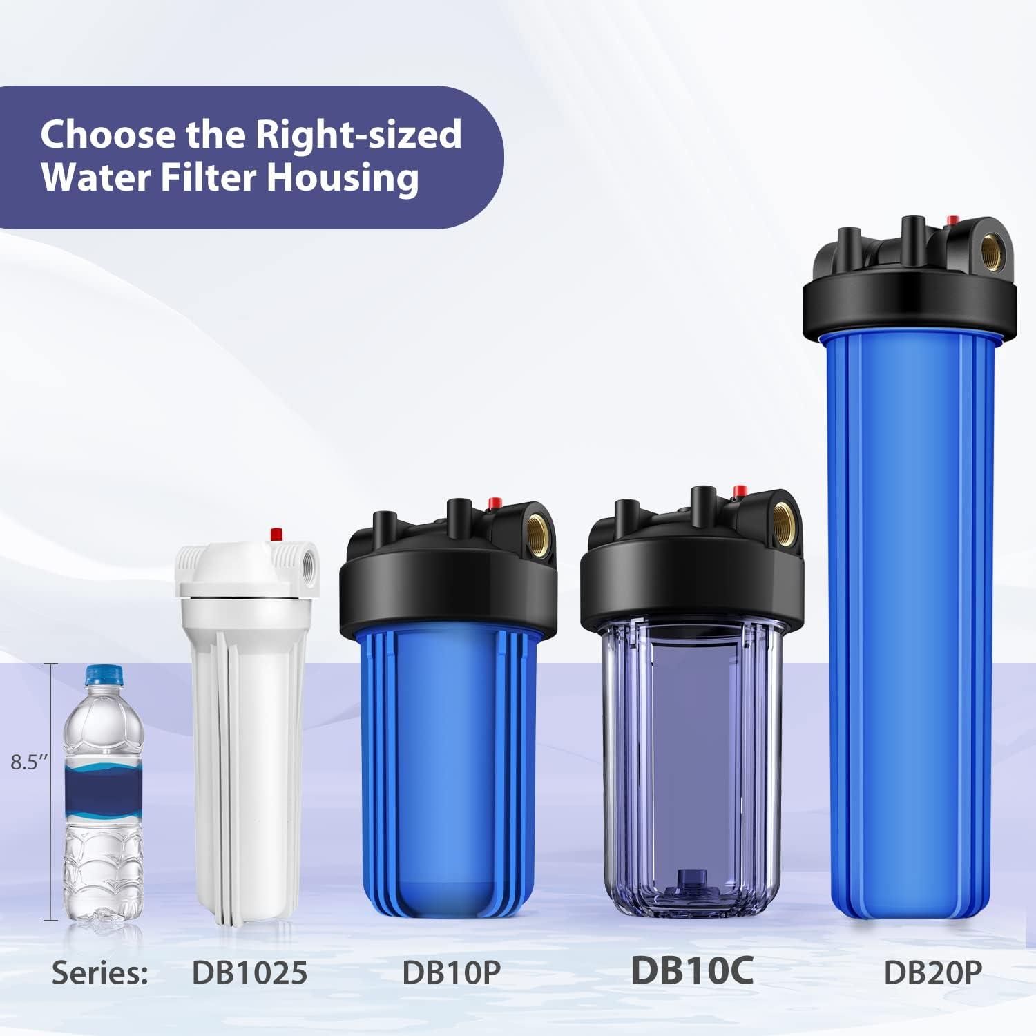 Whole House Water Filter System, SimPure Big Blue 4.5" x 10" Sediment Filtration Housing for Purification Well & City Water, DB10