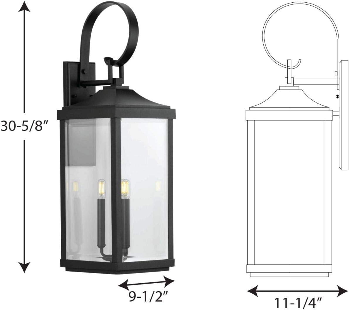 Progress Lighting Gibbes Street 3-Light Wall Lantern in Antique Bronze with Clear Beveled Glass