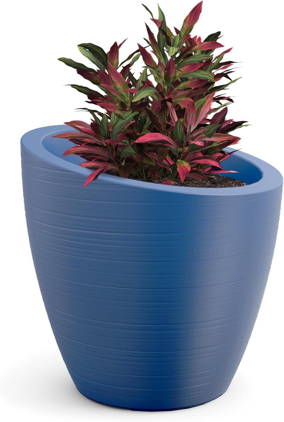 Modesto Neptune Blue 20" Round Plastic Planter for Indoor/Outdoor