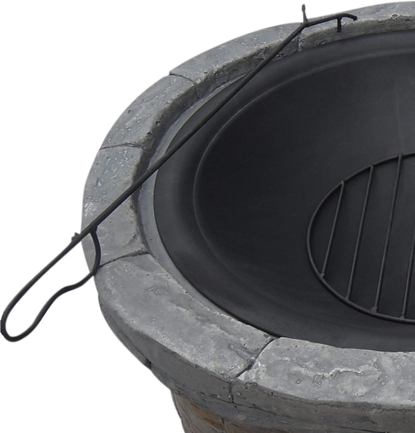 Annotto Teamson Home 26.5" Outdoor Round Faux Stone Wood Burning Fire Pit