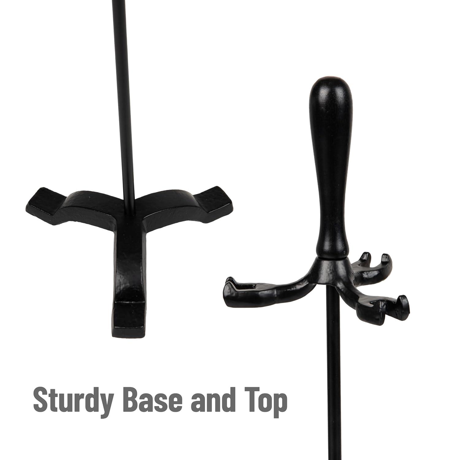 Symple Stuff Fireplace Tool Set, Poker, Ash Brush, Shovel Scoop, Stand, Wrought Iron and Steel, 6.25"L x 6.25"W x 30"H