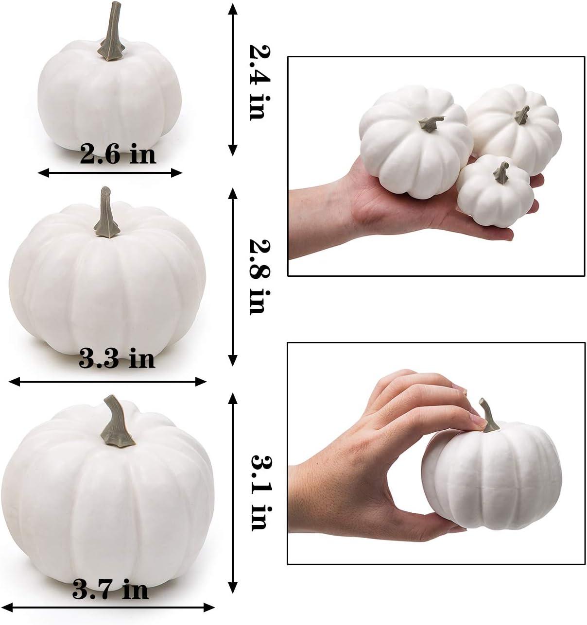 Bibana 12 Pack Artificial Assorted Pumpkins, Mini Fake Pumpkins Artificial Vegetables for Halloween,Harvest Thanksgiving Party Decor (White)