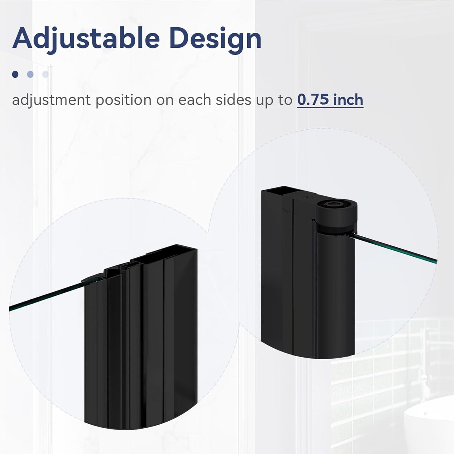 ELEGANT Semi-Frameless Shower Door 34 in.W x 72 in.H, Pivot Swing Shower Door with 1/4 in. Clear Tempered Glass, Single Glass Panel, Black Finish