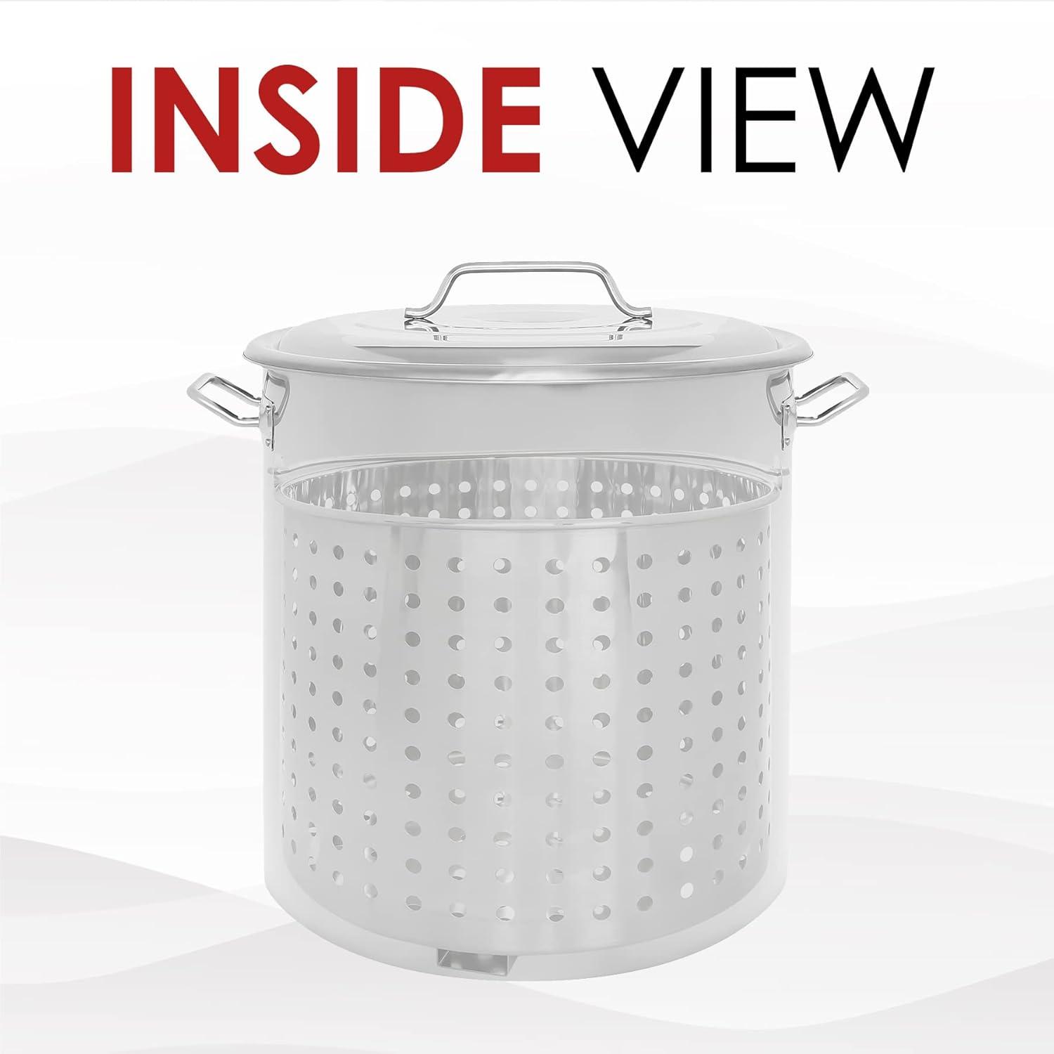 CONCORD Stainless Steel Stock Pot w/Steamer Basket. Cookware great for boiling and steaming (24 Quart)