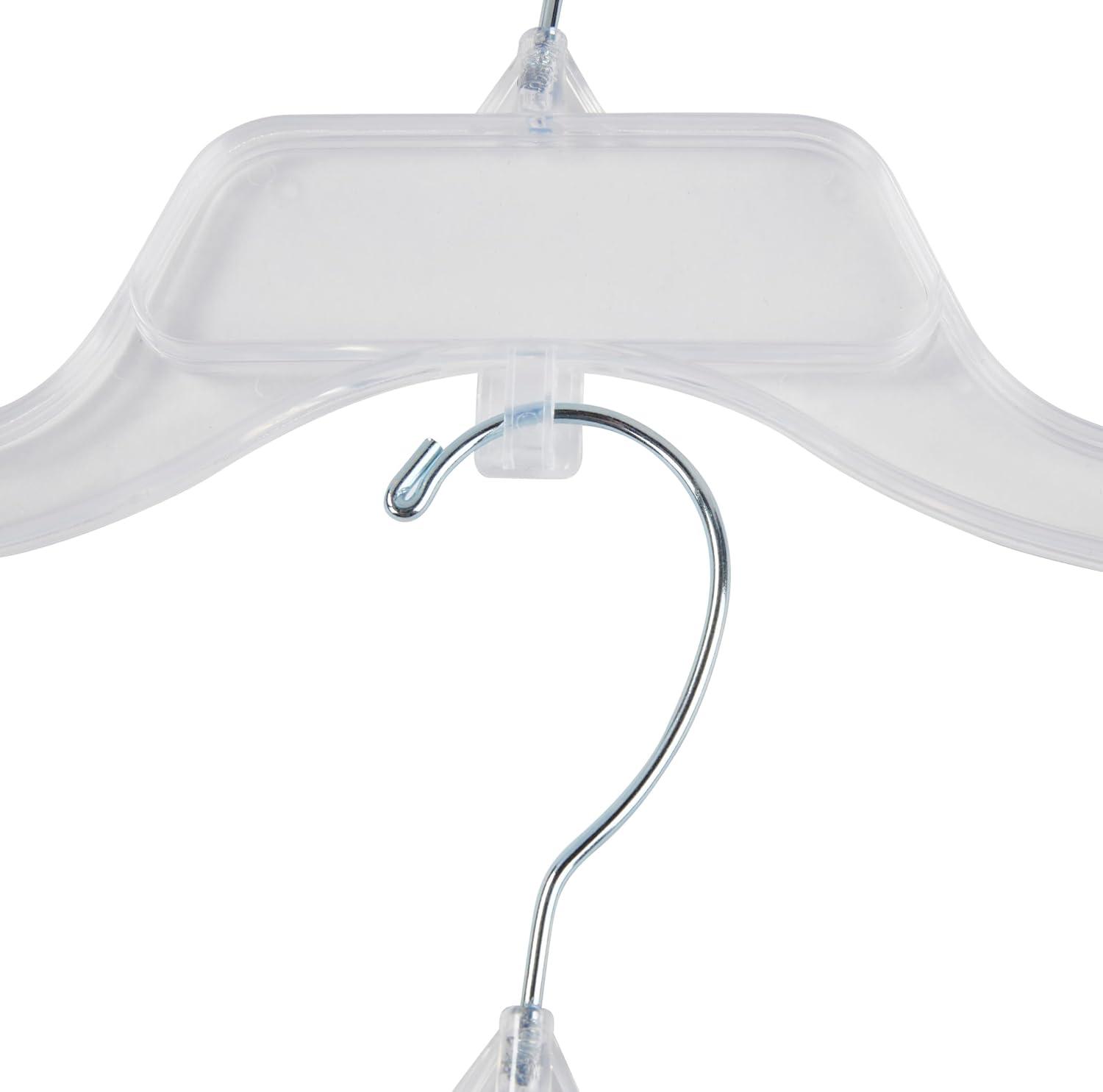 Economy 17 inch Break-Resistant Clear Plastic Dress Hangers- Case of 100