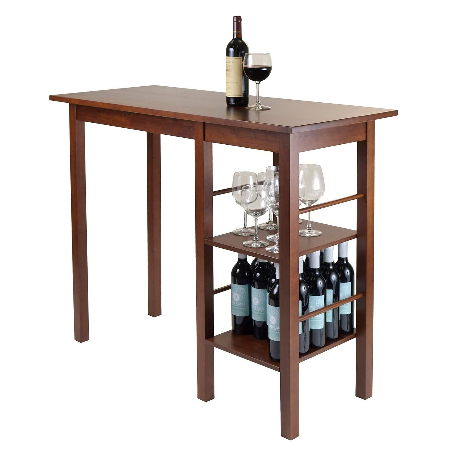 Dining Table Walnut - Winsome: Counter Height, Storage Base, Seats 4, Hardwood