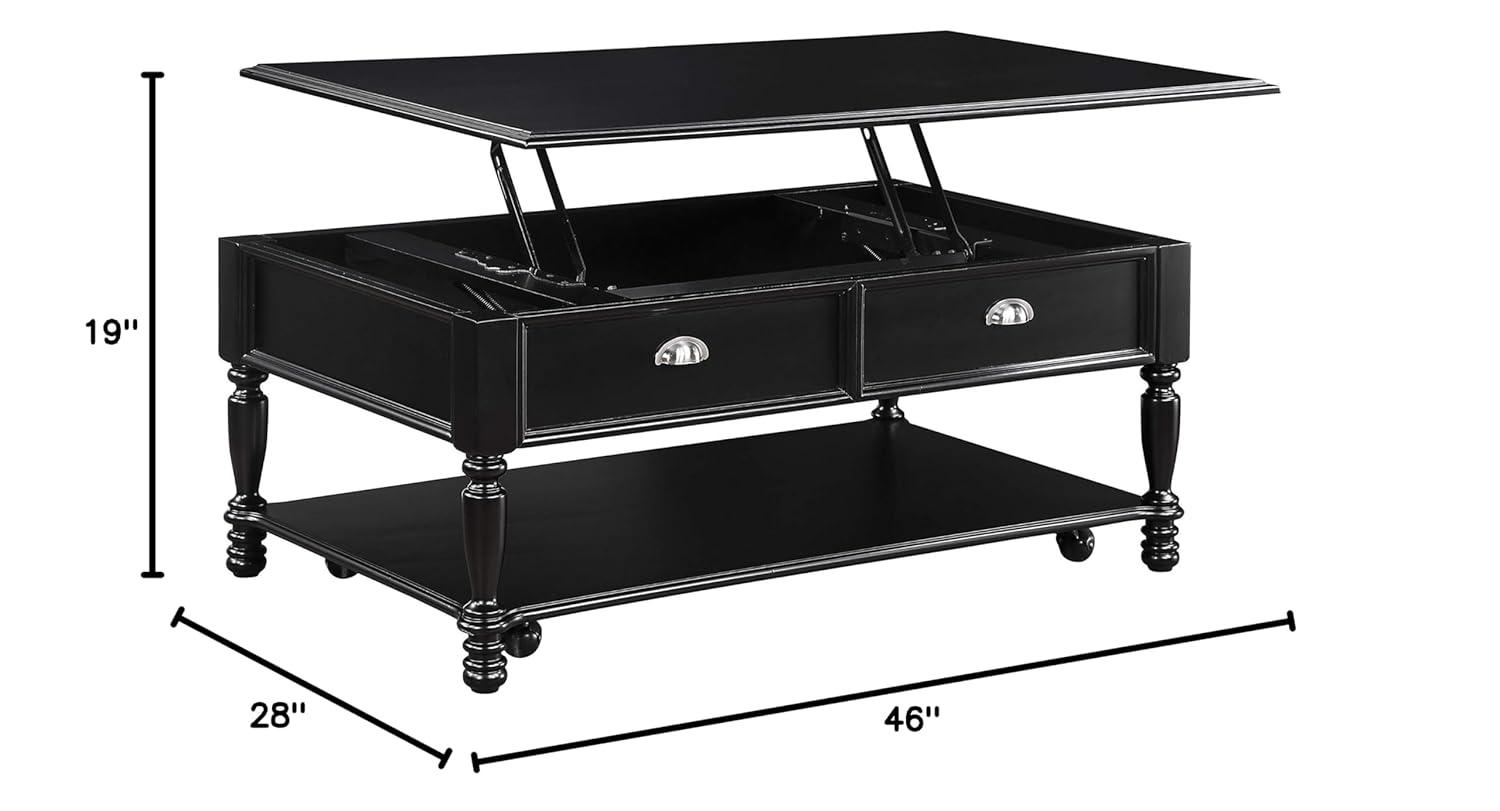 Black Veneer Rectangular Coffee Table with Storage Drawers