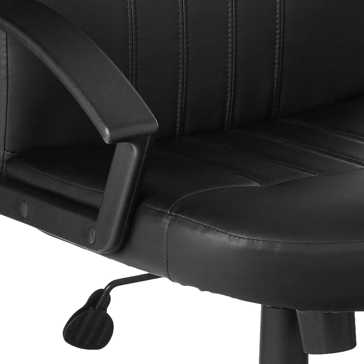 Executive Leather Budget Chair Black - Boss Office Products: Swivel, Lumbar Support, 250lb Capacity