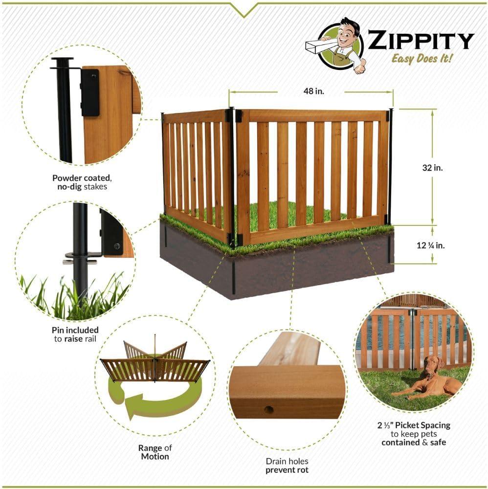 Zippity Outdoor Products ZP19075 Newberry Wood Fence 48” W x 32” H (2 Fence Panels)