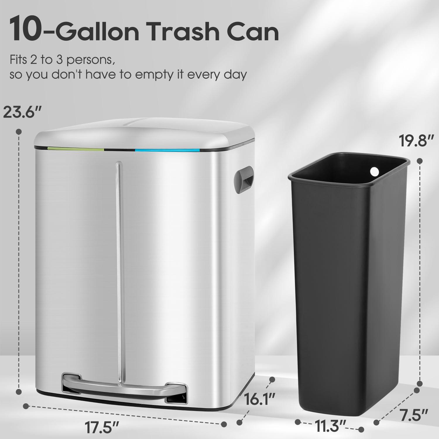 FDW Steel Step On Trash Can - 13 Gallons