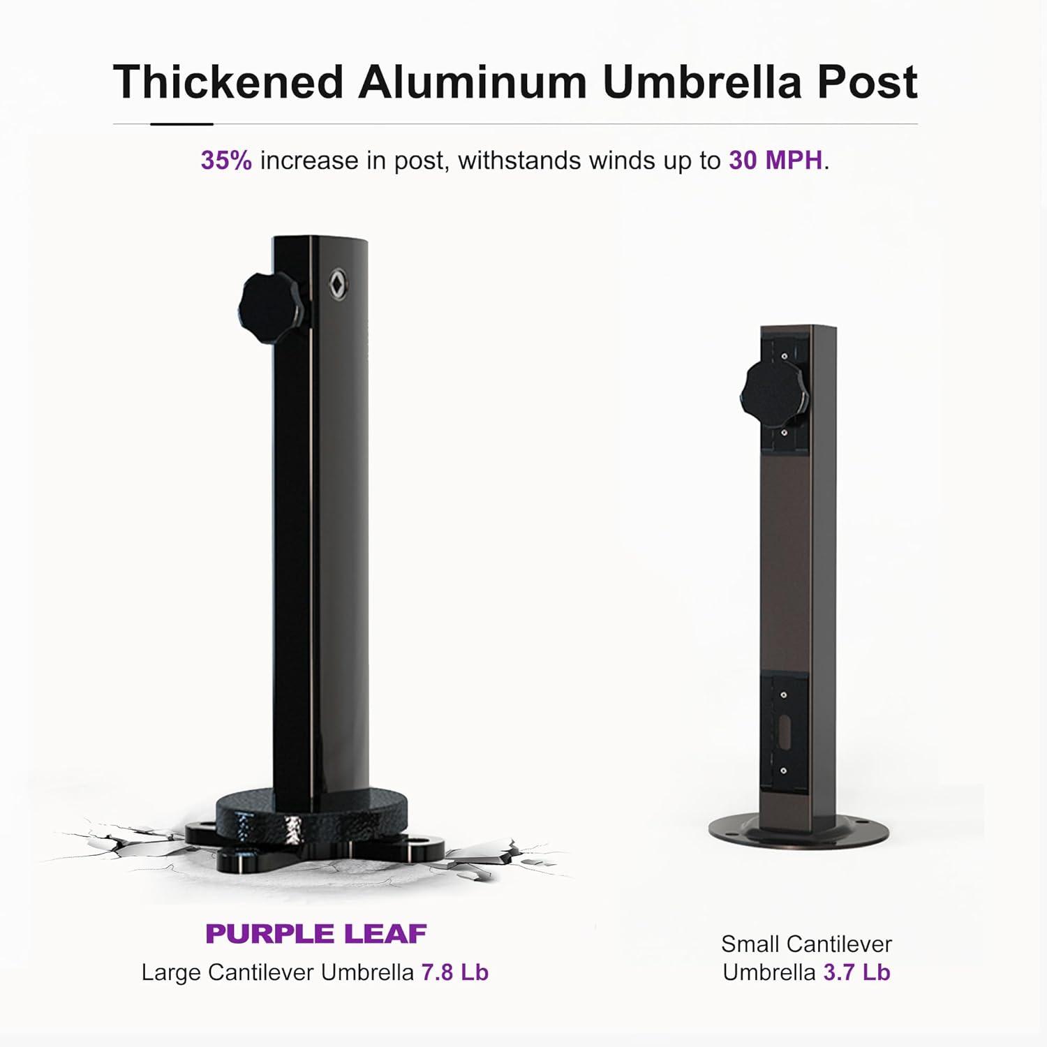 PURPLE LEAF Outdoor Cantilever Umbrellas 12FT Square Large Patio Umbrella Offset Umbrella with 360°Rotation Tilting And Hanging Double Top, Grey