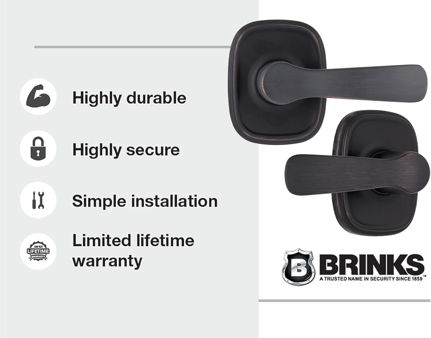BRINKS - Alwood Push Pull Rotate Hall and Closet Door Knob, Tuscan Bronze - Door Lock That Opens Hands-Free with a Push, a Pull Or by Rotating