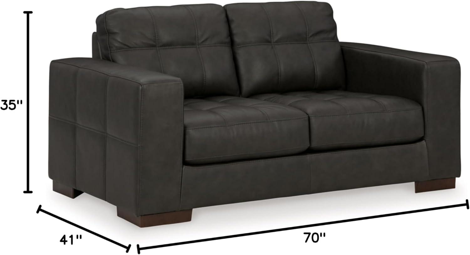 Ashley Furniture Luigi Thunder Loveseat with Exposed Feet and Faux Wood Finish