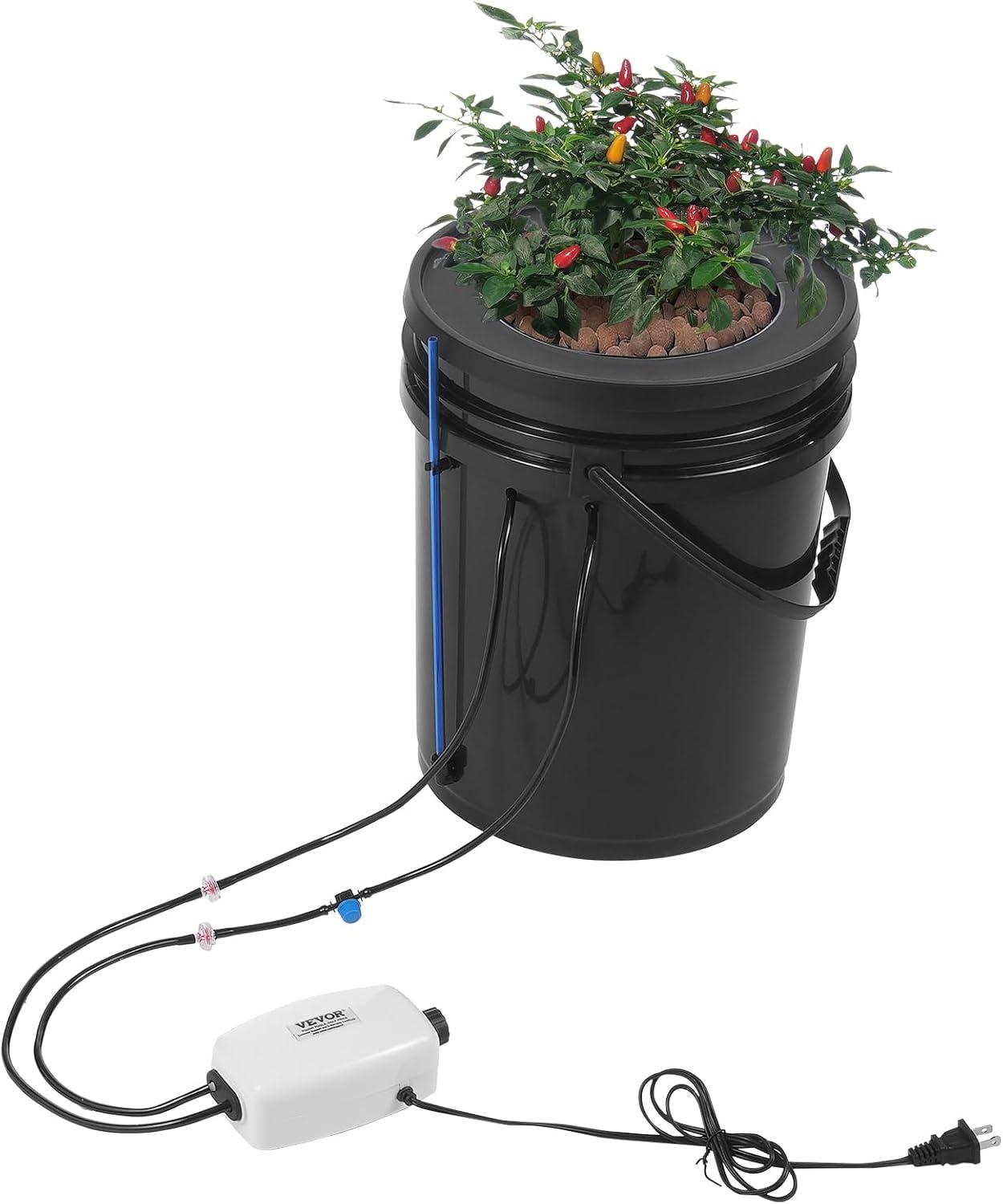 Black 5-Gallon Hydroponic Grow System with Air Pump