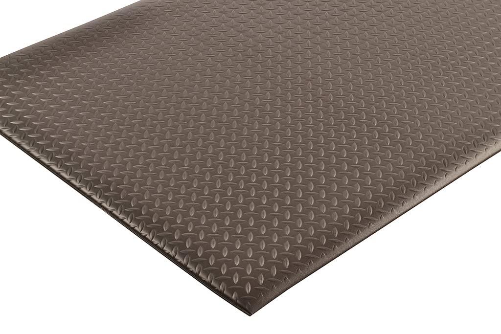 Black 5ft Closed Cell PVC Foam Antifatigue Mat with Diamond Plate Pattern