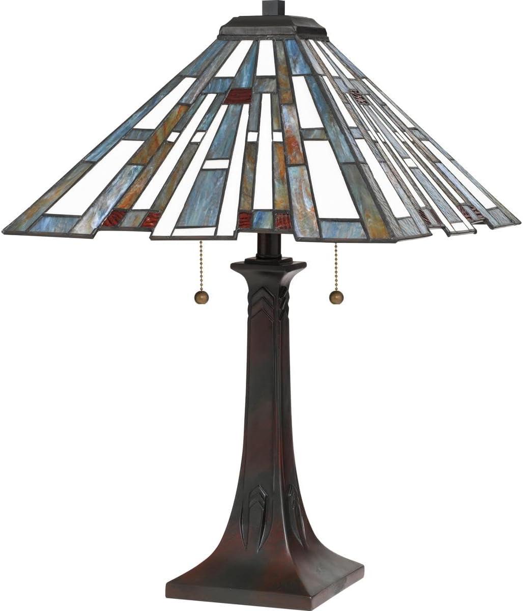 Valiant Bronze Stained Glass Edison Table Lamp, 24.75"