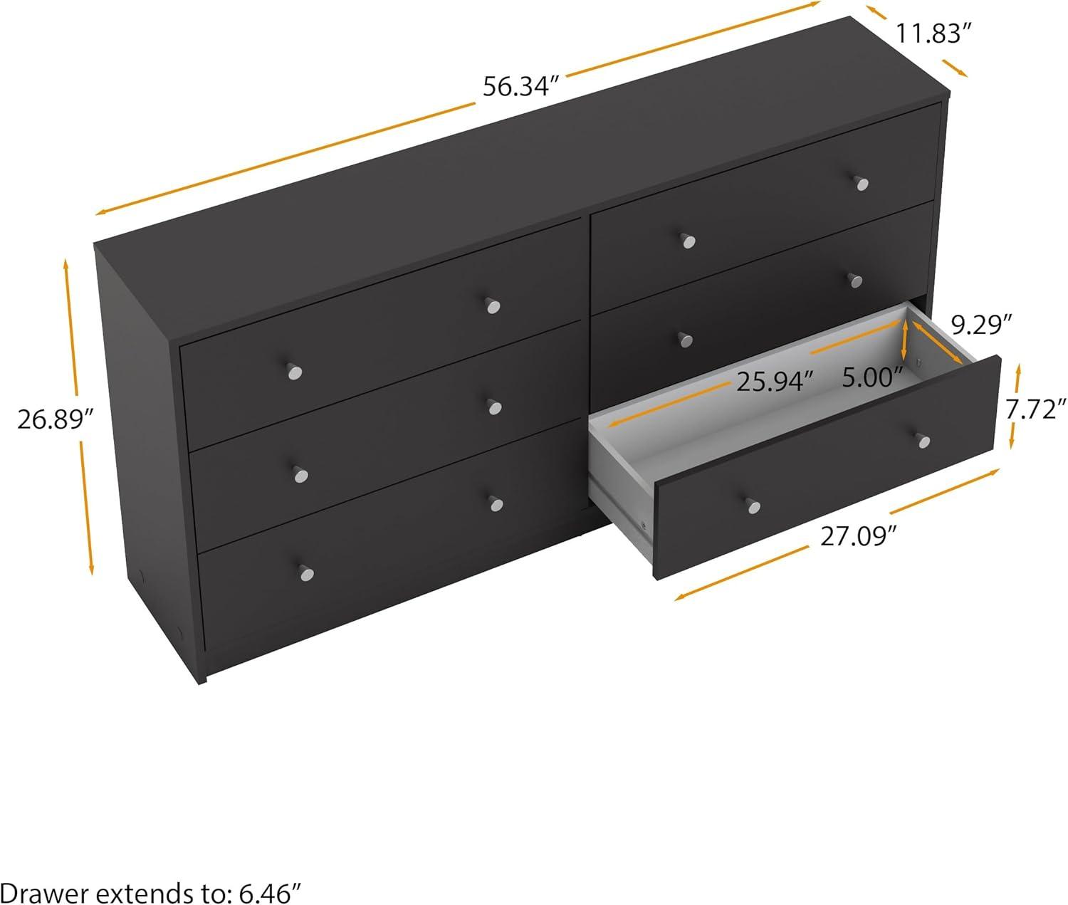 Tvilum Portland 6 Drawer Double Dresser, Black