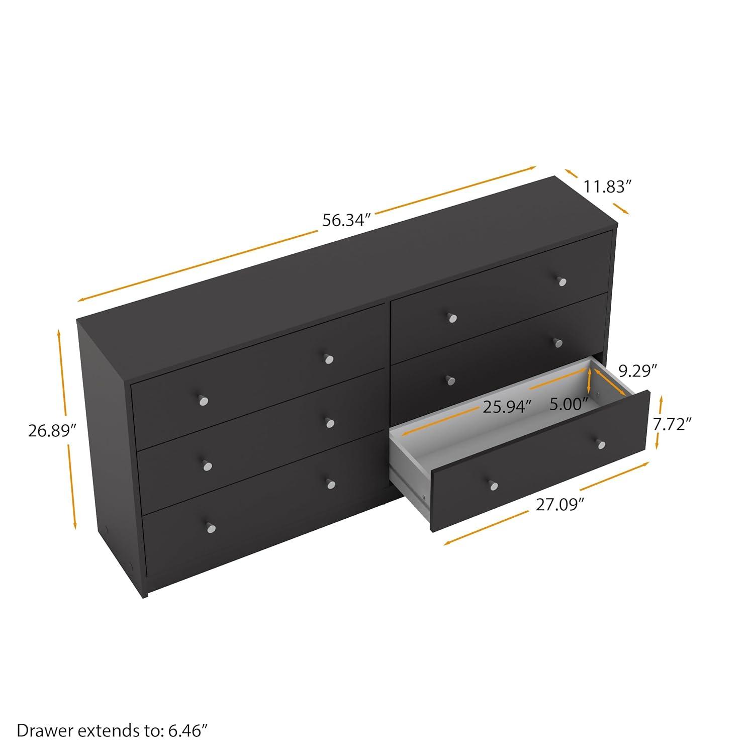 Tvilum Portland 6 Drawer Double Dresser, Black