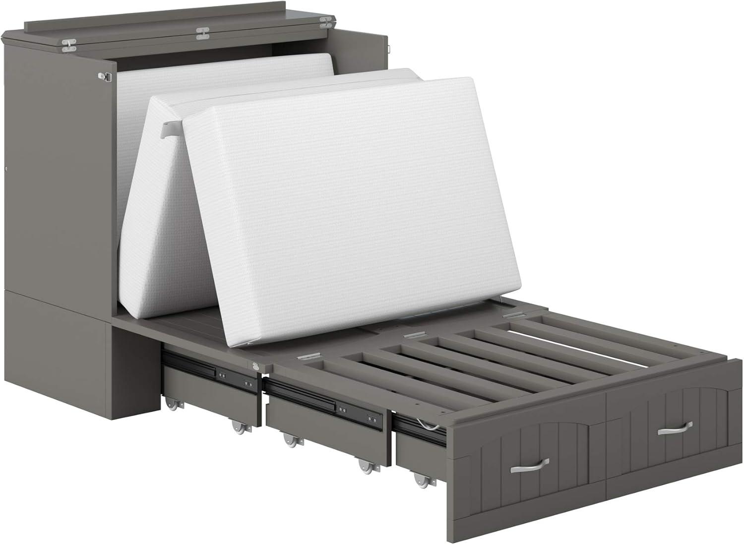 AFI Southampton Twin XL Size Modern Wood Murphy Bed Chest, Gray