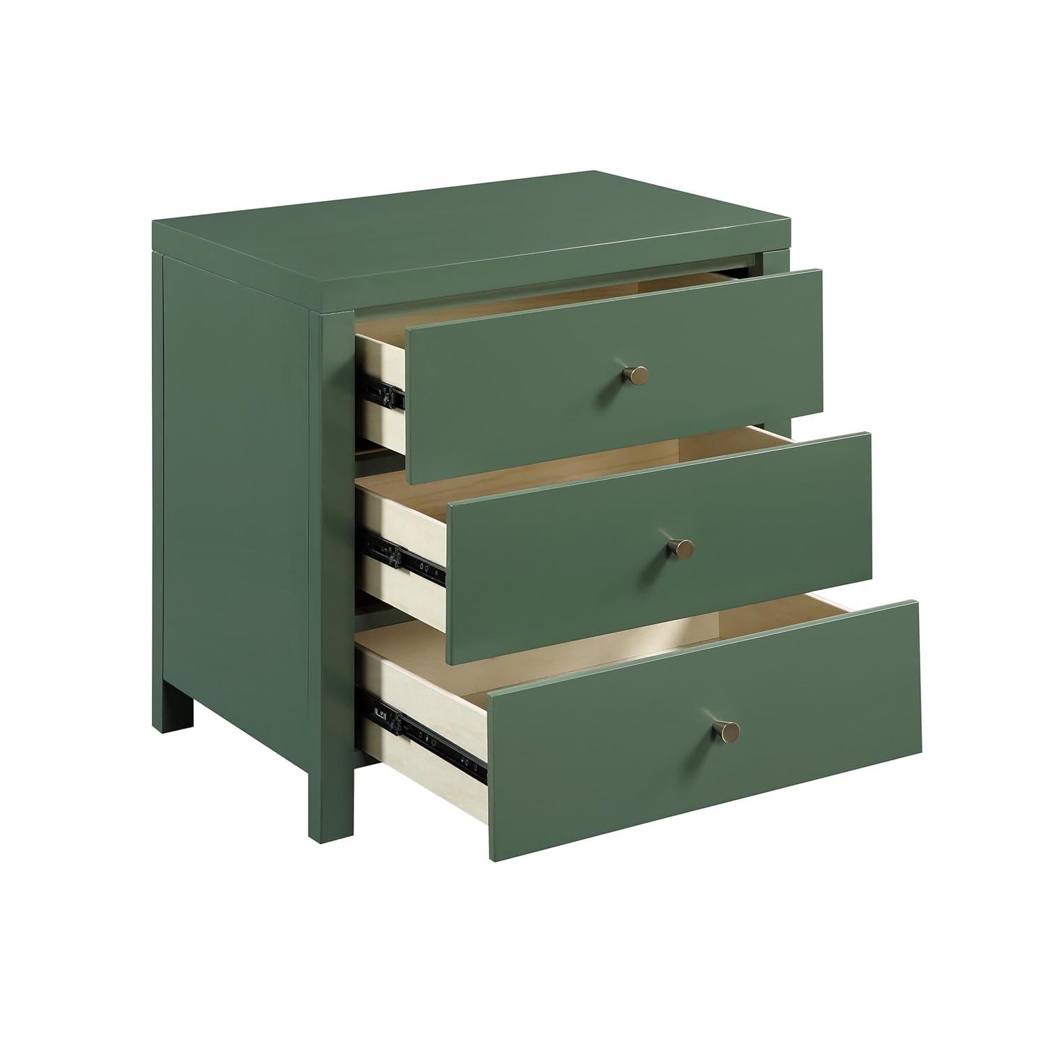 Comfort Pointe Nolan 3-drawer Vintage Green Painted Wood Nightstand