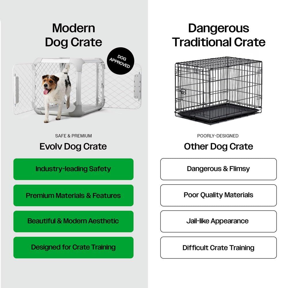 DIGGS 24" Evolv Dog Crate - Safe, Durable Kennel with Removable Ceiling Panel and Modular - Ash